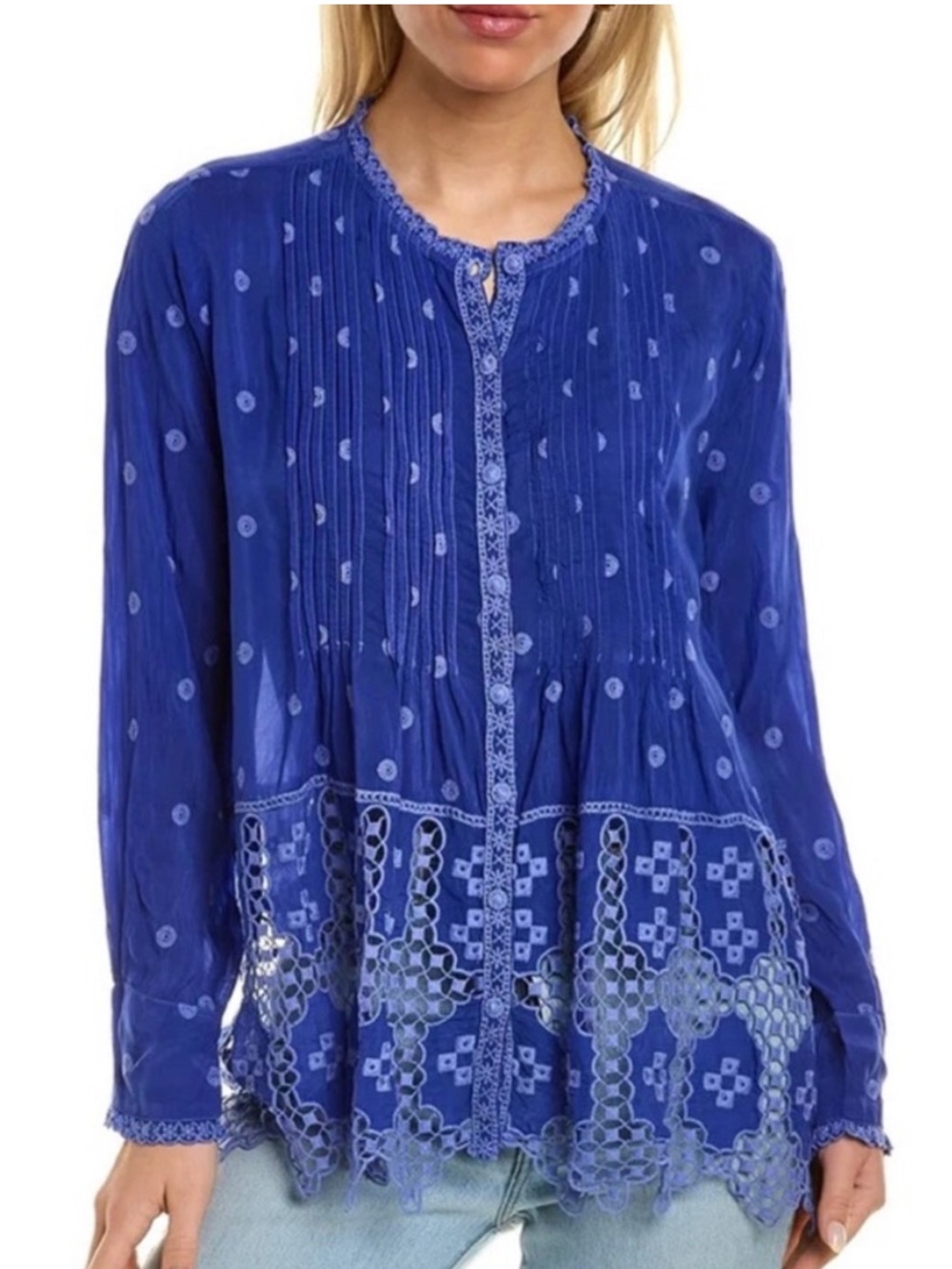 Johnny Was Baez Phaedra Embroidered Peasant Blouse